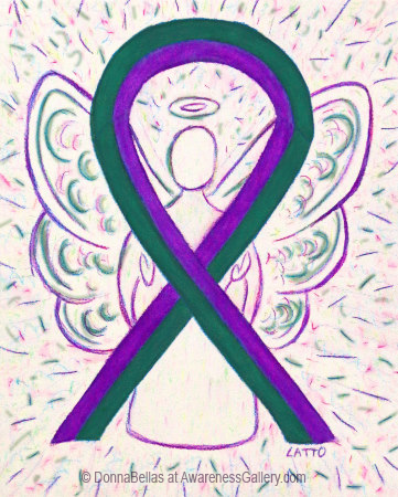 Purple and Green Awareness Ribbon Angel Art Painting
